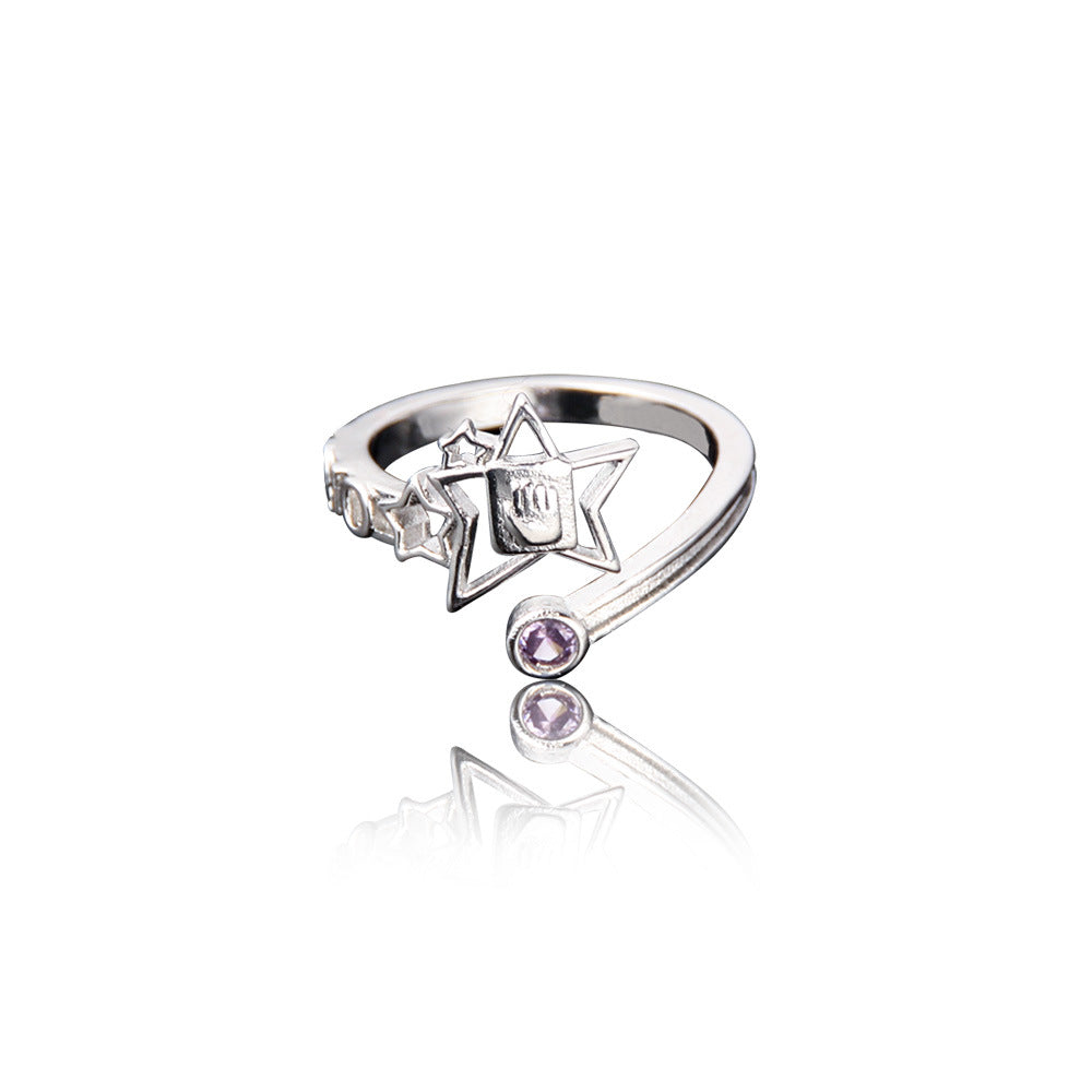 Anime JoJo's Bizarre Adventure Anime JoJo's Bizarre Adventure Josuke Higashikata Star Ring Stand Platinum Heart COS Ring